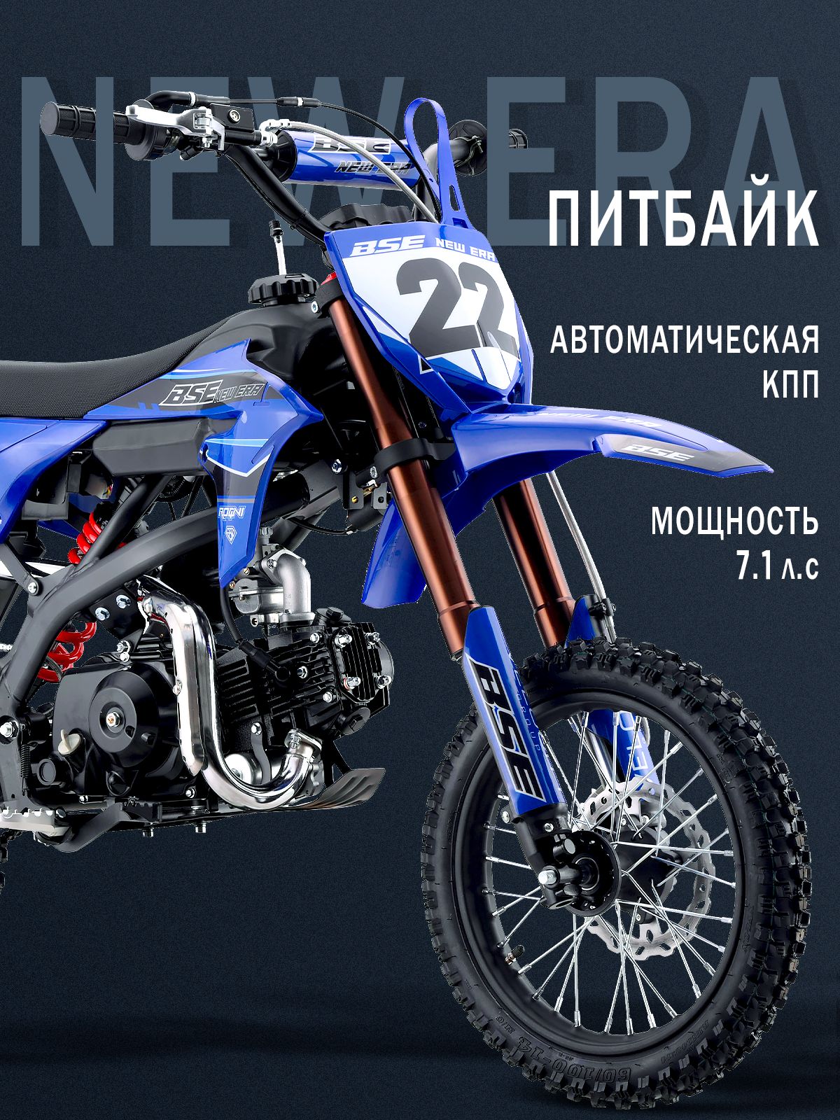 Питбайк BSE NEW ERA 110e Blue Reed 14/12 (Автомат КПП)