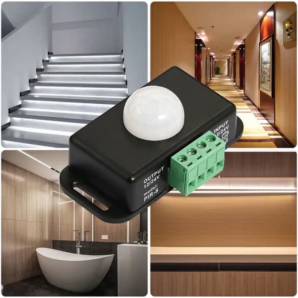 Датчик движения PIR для LED-лент, 12 24 В пост. тока, 6 А, чёрный