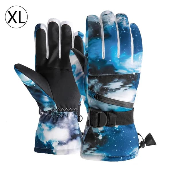 Мужские и женские зимние теплые водонепроницаемые лыжные перчатки-Starry sky-XL