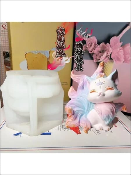 Силиконовая форма 3D Девятихвостый лис : для свечей, гипса и декора, дух лиса, пищевой силикон, подарочный набор