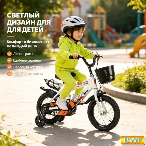 Легкоуправляемый детский велосипед 14 дюймов с подставкой для бутылки воды для регулярных уличных поездок