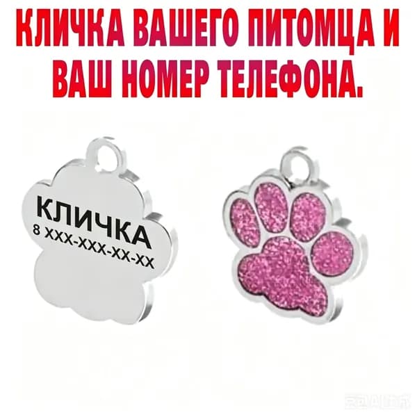 Адресник для собак и кошек . Лапка