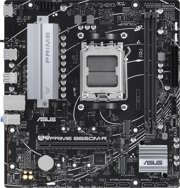 ASUS PRIME B650M-R Материнская плата , Socket AM5, AMD B650, 2xDDR5, 4xSATA, 2xM.2, 1xPCIe 4.0 x16, 1xPCIe x1, 1xHDMI, 1x 2.5Gb LAN, 2xUSB-A 3.2 Gen 1, 4xUSB-A 2.0, 3x3.5 мм, 7.1, mATX