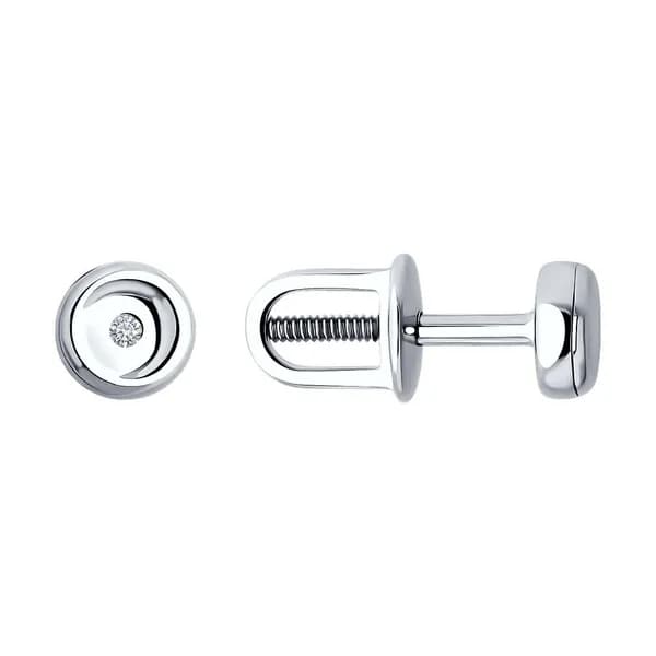 Diamant, Серьги из серебра с бриллиантами, 94-222-02699-1, пусеты, 925 проба, гвоздики