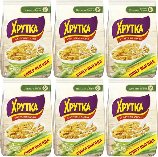 Хлопья Хрутка кукурузные обогащенные кальцием, комплект: 6 упаковок по 700 г