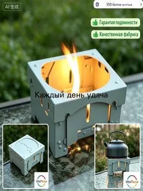 Горелка-плита портативная, складная для сухого горючего