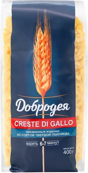Макароны ДОБРОДЕЯ Creste di Gallo группа А, высший сорт, 400г