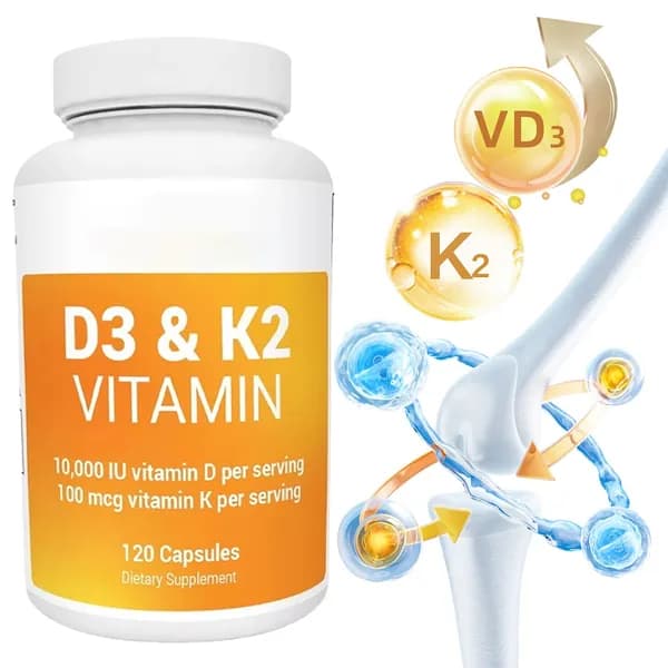 Капсулы с витаминами D3 и K2 помогают поддерживать здоровье костей и функцию иммунной системы.