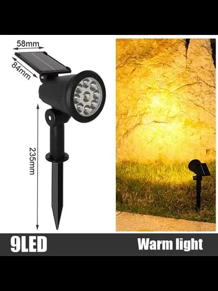 Солнечный светильник 9 LED, Warm light, черный