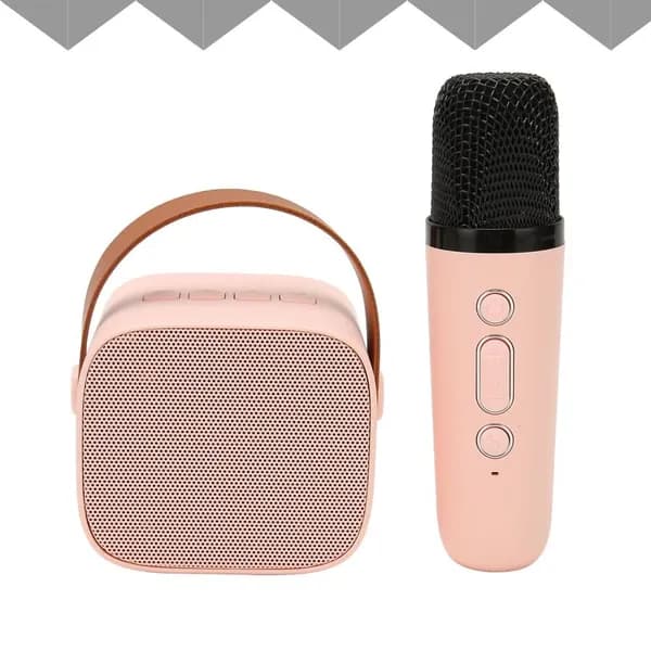 Ретро Bluetooth колонка с микрофоном, множество звуковых эффектов, для рекламы и выступлений розовый