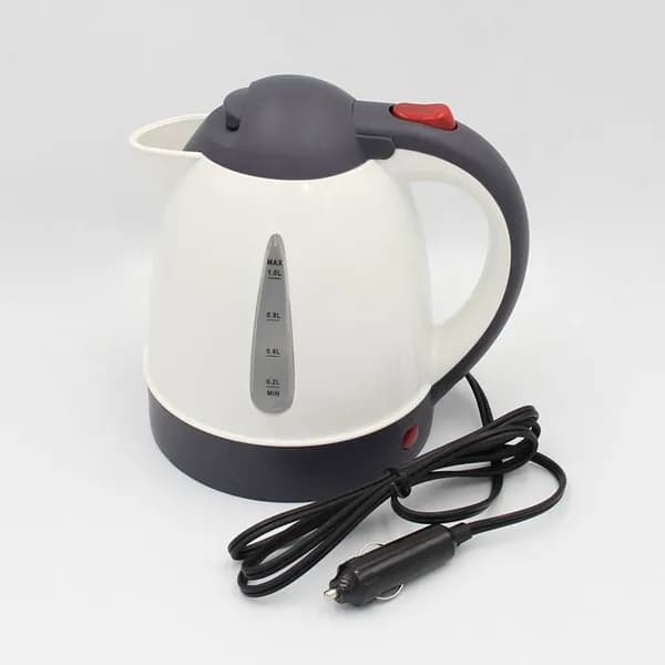 Автоэлектрочайник 1литр (ДИСКОВЫЙ) 12 v 150W БЕЛЫЙ