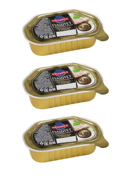 Гродфуд Консервы мясные Паштет с жаренным луком, 100 г, 3 шт