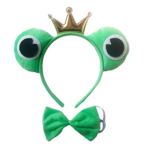 (1 комплект) Галстук-бабочка Little frog из двух частей-голубая лягушка с галстуком-бабочкой в виде короны из искусственной кожи
