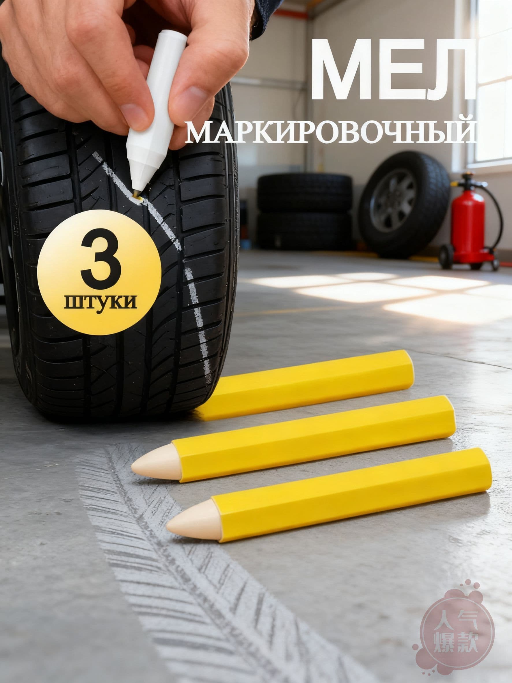 Мелок для резины разметочный, 3 шт.