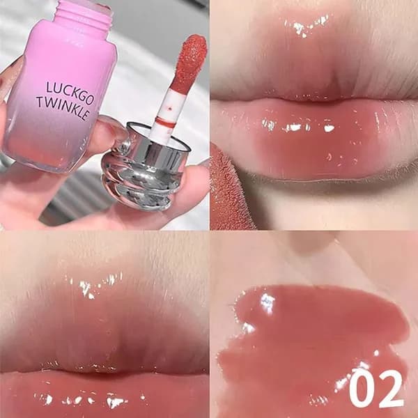 Жидкий лак для губ LUCKGO TWINKLE, глянцевый с микроблёстками и эффектом мокрых губ в стекле