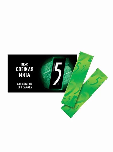 Жевательная резинка без сахара Five Свежая мята, 15,6 г