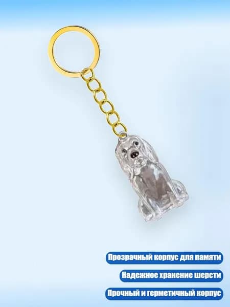 Легкий брелок для хранения шерсти питомца в прозрачном футляре, - Золотистый ретривер