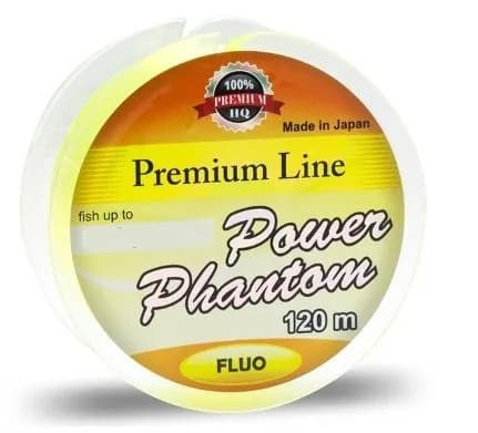 Леска монофильная для рыбалки Power Phantom Premium Line FLUO YELLOW 120m 0,18mm, 1 штука