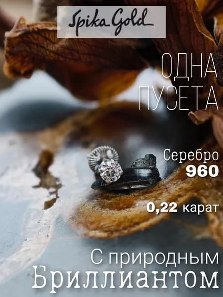 Spika Gold Серьги ювелирные Пусеты Серебро родированное 960 пробы