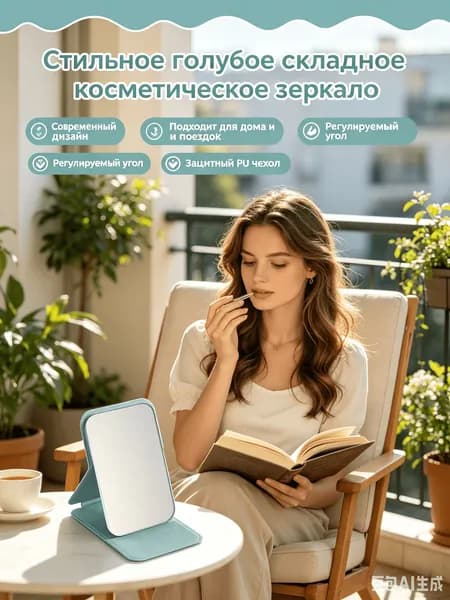 Зеркало гримерное, 7 см х 10.5 см, 1 шт