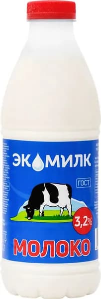 Молоко пастеризованное ЭКОМИЛК 3,2%, без змж, 900мл 3 шт.