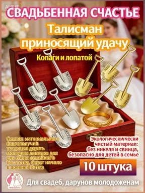 Золотые и серебряные денежные талисманы-лопатки набор Греби деньги