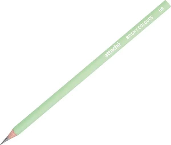 Карандаш чернографитный HB Attache Bright Colors заточенный трехгранный зеленый корпус