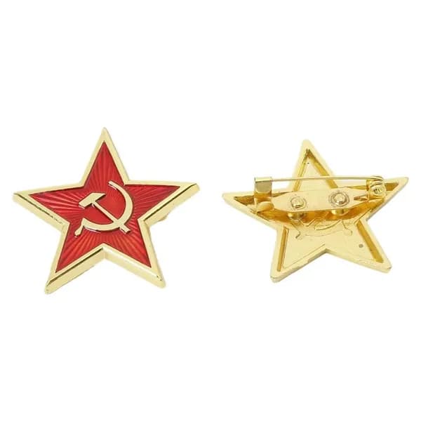 Советский металлический значок для кепки красная звезда, серп и молот в обрамлении колосьев