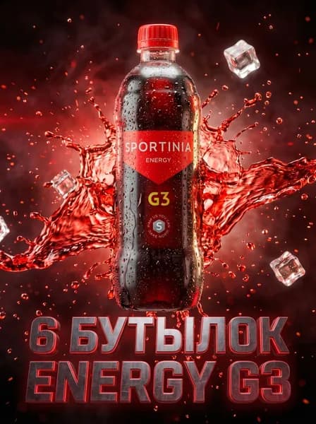 Спортивный тонизирующий напиток Sportinia GUARANA G3 Энерджи 0,5л./6 бут.