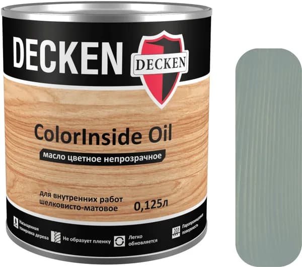 Масло для дерева DECKEN ColorInsidе Oil, 0,12, SCANDI серый туман (ATLANTIC 1) , цветное непрозрачное масло для интерьера