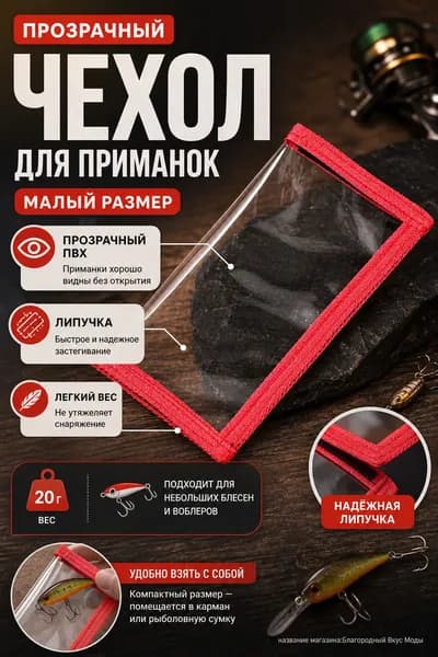 Чехол для рыболовных приманок из прозрачного ПВХ с липучкой для хранения блесен и воблеров