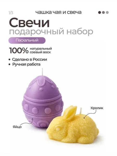 Свеча "Кролик и Пасхальное Яйцо", 7 см х 6 см, 2 шт