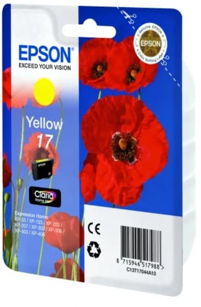 Картридж Epson 17 желтый оригинальный C13T17044A10 для Epson XP-203, XP-207, XP-303, XP-306
