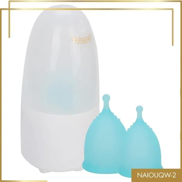 Менструальная чаша A99 blue S* 1, L* 1 + стакан для дезинфекции + мешочек для белья + паровой стерилизатор + щетка для чистки
