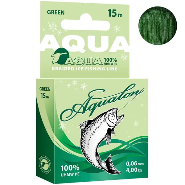 Плетеный шнур AQUA AQUALON зимний 15м 0,06мм, Dark-Green