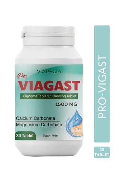 VIAPECIA Pro VIAGAST жевательные таблетки с кальцием и магнием карбонатом 1500 мг, 30 таблеток