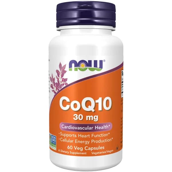Now CoQ10, Коэнзим Q10, 30мг 60 капсул, Антиоксиданты, для сердца и сосудов, для кожи, для зрения