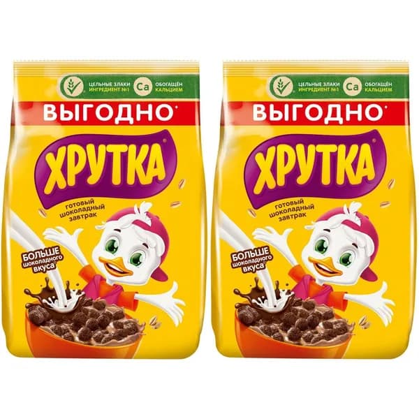 Сухой завтрак шарики Хрутка мультизлаковый с шоколадом 650 г, набор: 2 штуки