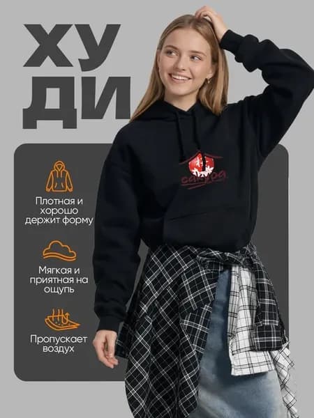 Худи Лонгслив оверсайз с принтом Сакура