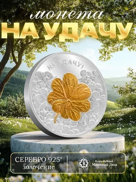 Талисман на удачу Амулет Клевер Подарок Серебро 925