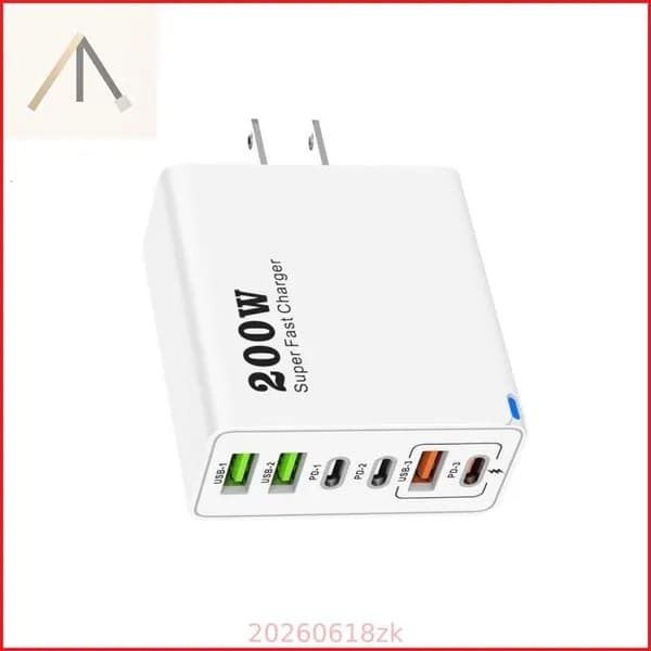 Универсальное зарядное устройство 200W 6-в-1, Белый - US