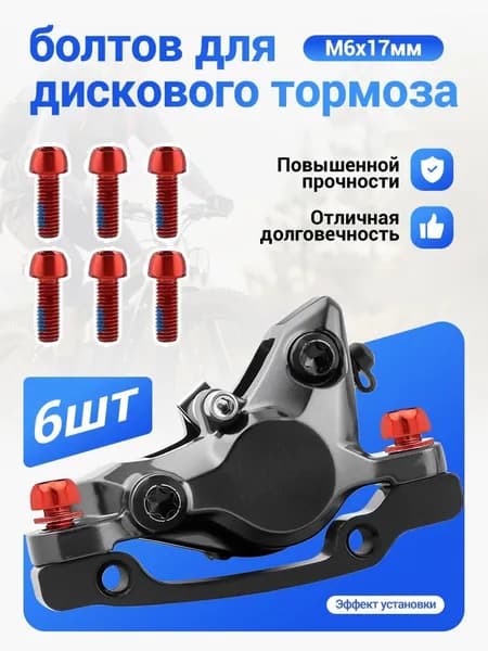 MUQZI 6 шт болтов M6x17 мм для крепления калипера дискового тормоза и винта шатуна велосипеда