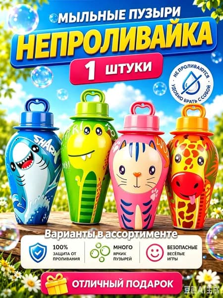 Мыльные пузыри непроливайка для детей, с палочкой выдувания, игр дома и на улице
