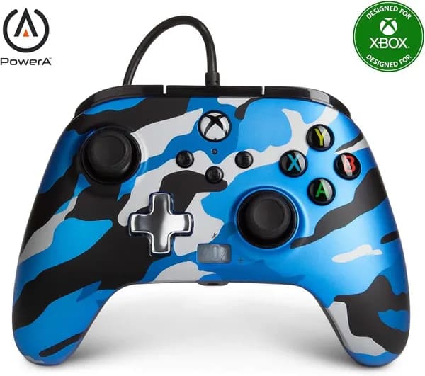 Проводной геймпад для Xbox One / Series S X / PC Windows PowerA ENHANCED Wired Controller Metallic Blue Camo Синий камуфляж