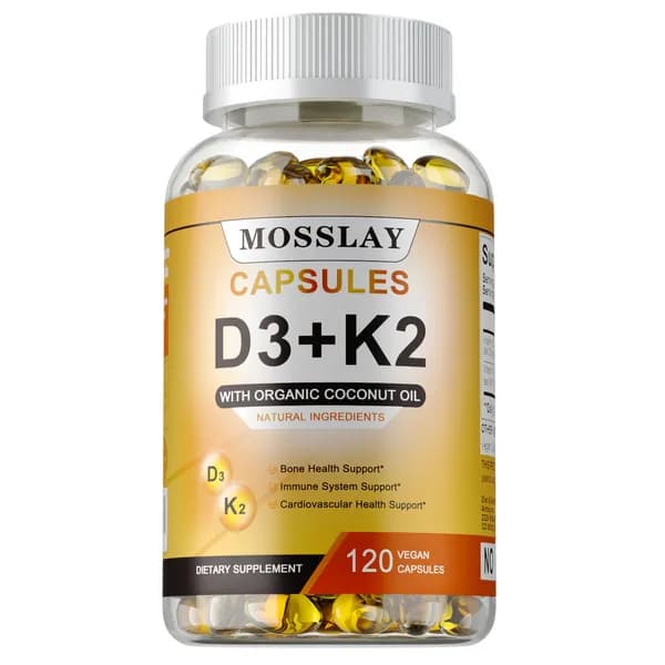 Биологически активная добавка Mosslay D3+K2 в капсулах - поддерживает здоровье костей, укрепляет иммунную систему и сердечно-сосудистую систему