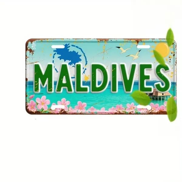 Декоративная металлическая табличка на стену Maldives винтаж 15х30 см