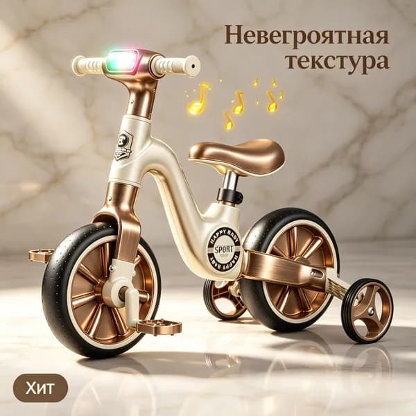 Самокат GEC-7, светло-коричневый, белый