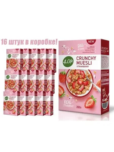 Хрустящие клубничные мюсли Strawberry Чехия, 350г 16шт