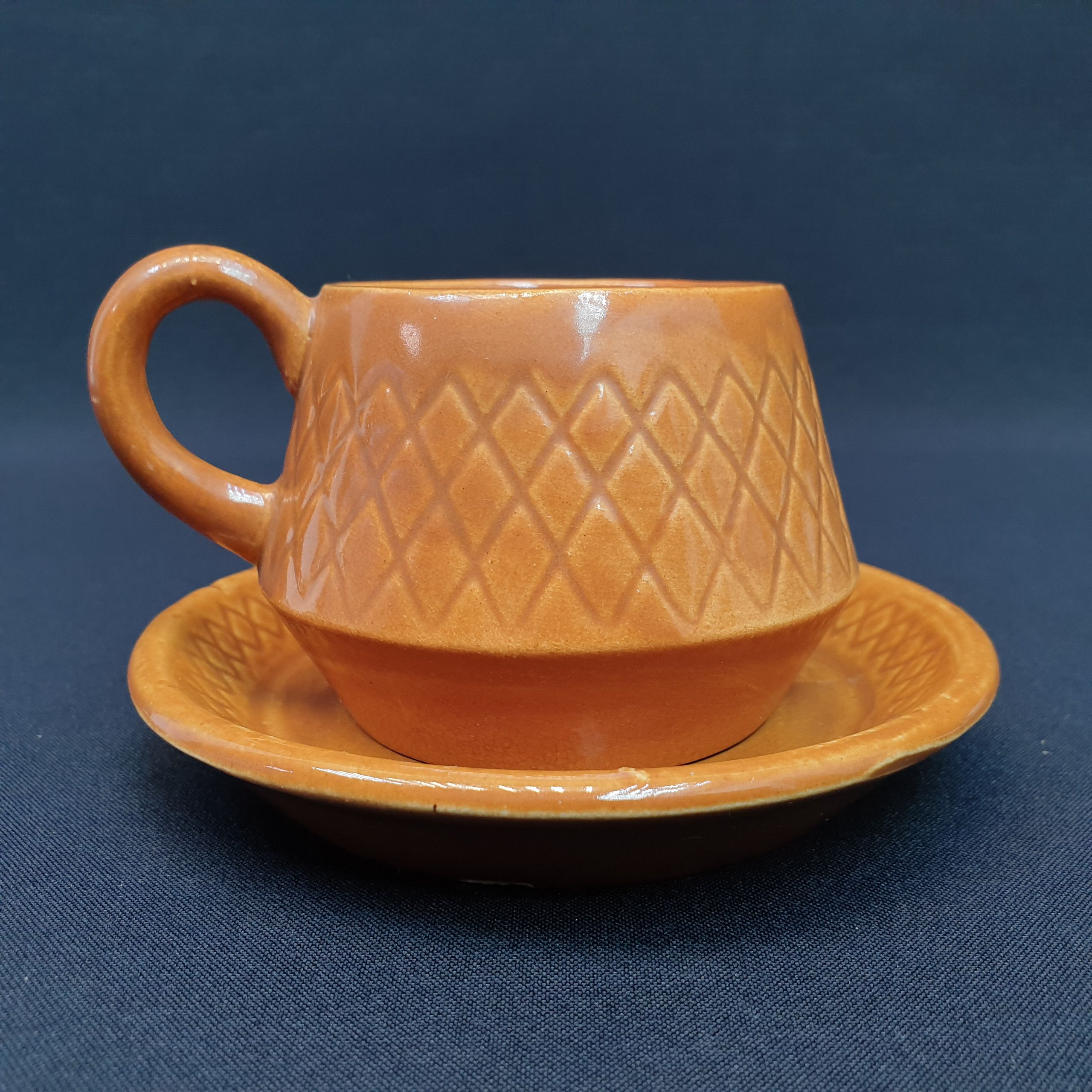 Кружка чайная кофейная, чашка керамическая СССР, винтажная. Ромбы.