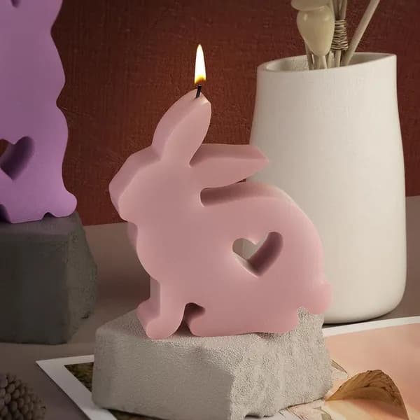 Силиконовая форма в виде пасхального кролика для DIY изготовления свечей и гипса